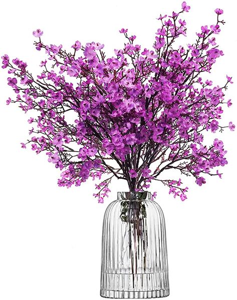 Amazon.com: Uieke 6Pcs Babys Breath Artificial Flowers Fake Purple Flowers Real Touch Gypsophila Floral Arrangement Faux Silk Flowers Bulk for Home Wall Room Bathroom Wedding Garden DIY Decor (Purple) : Home & Kitchen Purple Artificial Flowers, Gypsophila Bouquet, Wedding Bathroom, Flowers Real, Purple Plants, Rose Vines, Silk Plants, Real Touch Flowers, Wedding Garden