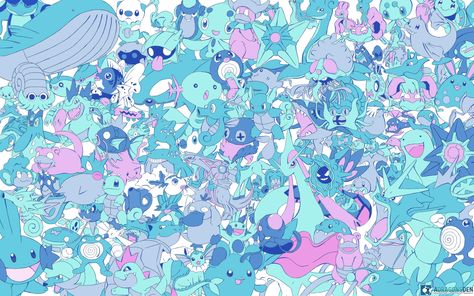 Blue water pokemon extravaganza <3 Pokemon Desktop Wallpaper, Pokémon Background, Otaku Wallpaper, Water Pokemon, Wallpaper Pokemon, Water Type Pokemon, Pokemon Red Blue, Pokemon Diy, Pokemon Bulbasaur