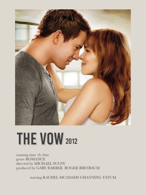 The Vow Poster, Channing Tatum Movies, The Vow Movie Poster, Cinema Journal, The Vow Movie, Top Romantic Movies, Netflix Icon, Romcom Movies, The Vow