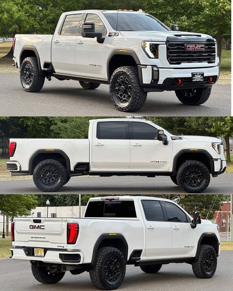 Chevy 2500 Hd Lifted, Gmc Trucks White, Gmc At4 2500, White Gmc Truck, Gmc Denali Truck, Denali Truck, Cummins Diesel Trucks, 2019 Gmc Sierra 1500, Chevrolet 2500