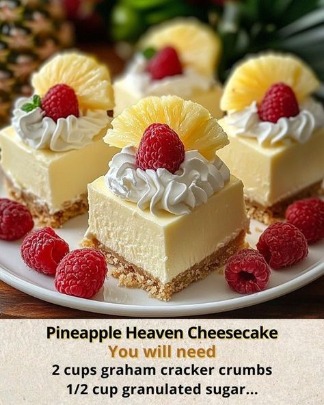 Juicy Pineapple Heaven Cake, Pineapple Heaven Cheesecake, Custard Cheesecake, Cheesecake Homemade, Heaven Cake, Cheesecake Ingredients, Picnic Desserts, Homemade Cooking, Vanilla Custard