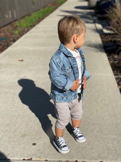 Denim’s jacket and converse shoes #converse #denim #fashion #streetstyle #toddler #stylishkids #boy High Top Converse Outfit, Boys Denim Jacket, Rock Star Outfit, Toddler Converse, Denim Jacket Outfit, Blue Converse, Shoes Converse