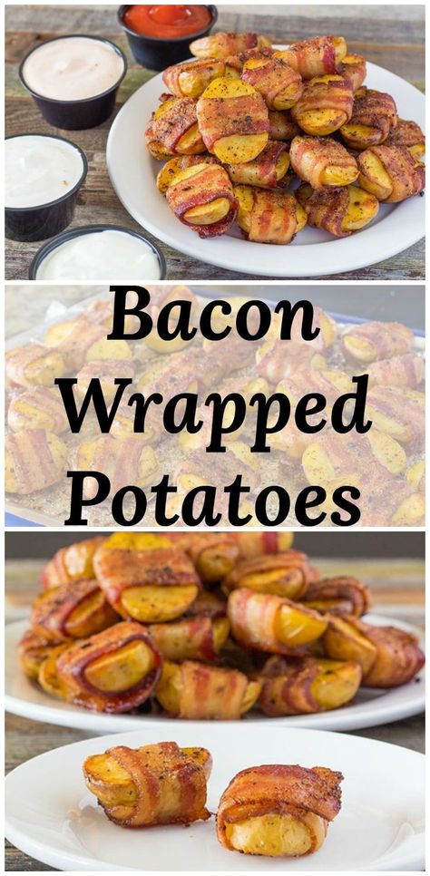 Bacon Wrapped Baby Potatoes, Sour Cream Dip Recipes, Bacon Wrapped Potatoes, Bacon Wrapped Appetizers, Bacon Snacks, Tailgate Ideas, Baby Potato, Recipe Appetizers, Potatoes Easy