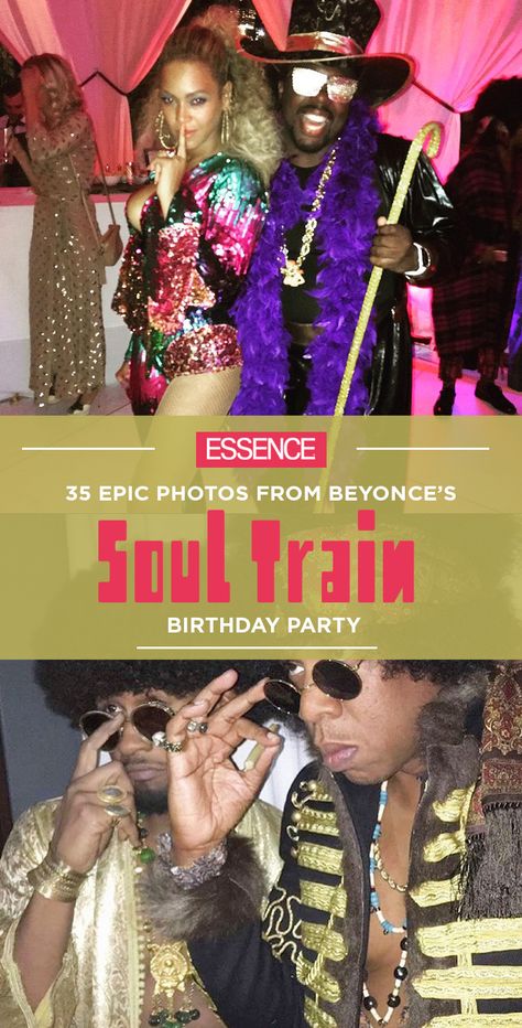 Beyonce’s birthday party brought out some retro-tastic looks | Essence.com Beyonce Soul Train Party, Beyonce 70s Party, Beyonce Disco Party, Beyoncé Wedding, Beyonce Birthday Party Theme, Beyonce Birthday Party, Soul Train Fashion, 70s Fashion African American, Soul Train Themed Party