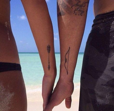 <strong>An arrow can't be shot without its bow.</strong> Archery Tattoo, Partner Tattoos, Best Couple Tattoos, Cute Couple Tattoos, Couple Tattoos Unique, Relationship Tattoos, Couples Tattoo Designs, Matching Couple Tattoos, Arrow Tattoos