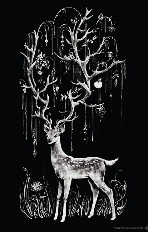 Deer by maria-menshikova.deviantart.com on @deviantART Christmas Window Painting, Deer Pictures, Scenic Wallpaper, Ap Studio Art, Paper Mache Sculpture, Deer Art, Charcoal Art, Window Painting, Chalkboard Art