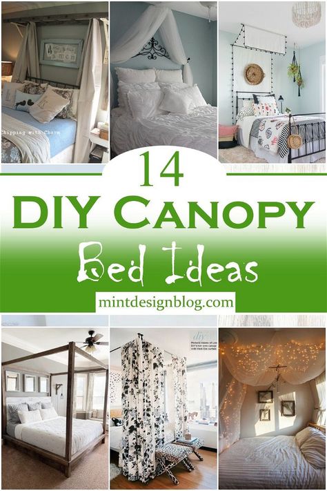 Cheap Canopy Beds, Diy Canopy Bed Ideas, Faux Canopy Bed, Curtain Over Bed, Curtains Around Bed, 4 Poster Bed Canopy, Diy Canopy Bed, Hanging Bed Canopy, Diy Tent Canopy