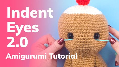 Indent Amigurumi Eyes 2.0 (Works on Closed Head!) Amigurumi Eyes, Crochet Eyes, Amigurumi Tutorial, Straight Pins, Yarn Tail, About Me Questions, All Things Cute, Safety Eyes, Yarn Needle