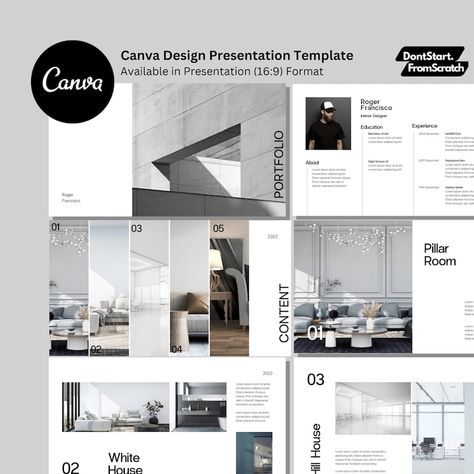 Interior Design Brief Examples, Portfolio For Interior Designers, Interior Architecture Portfolio Layout, Minimalistic Portfolio Design, Modern Portfolio Design, Creative Architecture Portfolio, Portfolio Design Interior Designer, Case Study Design Architecture, Minimal Architecture Portfolio