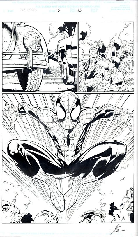 Spiderman Panel Comic, Comic Book Art Black And White, Spiderman Comic Panels Black And White, Mark Bagley Ultimate Spiderman, Spider Man Panels, Marvel Comics Art Sketch, Mark Bagley Spiderman, Black And White Comic Art, Sketch Marvel