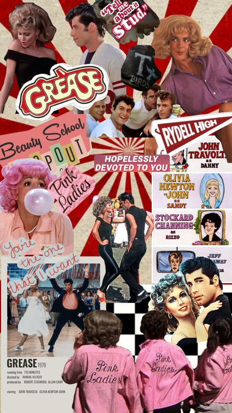 50s Bedroom Aesthetic Retro, Grease Collage, Greece Movie, Rizzo Grease, Grease Aesthetic, Grease Themed Parties, Grease Theme, Grease Lightning, 80s Aesthetic Wallpaper