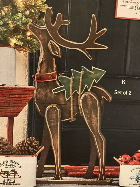 Diy Wood Reindeer, Reindeer Christmas Decorations, Wooden Deer, Wooden Reindeer Pattern, Wood Raindeer Crafts, Wood Pallet Reindeer Diy, Wooden Deer Christmas Diy Wood, Wood Plank Reindeer, Christmas Sleigh Decorations