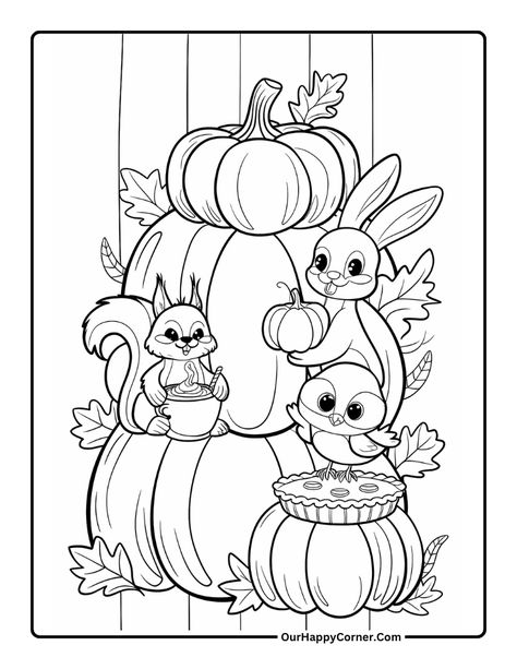 Free Pumpkin Coloring Pages for a Fun-Filled Fall - Our Happy Corner Free Fall Coloring Pages Printables, Cute Fall Coloring Pages, Free Pumpkin Coloring Pages, Fall Coloring Sheets, Preschool Craft Ideas, Pumpkin Coloring, Simple Coloring Pages, Fall Drawings, Free Kids Coloring Pages