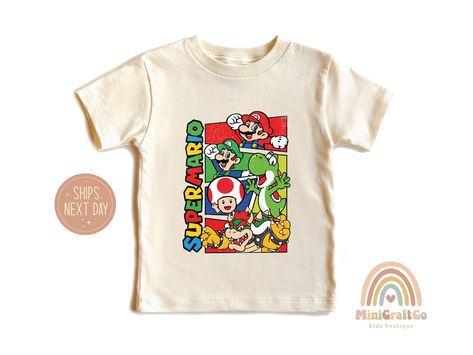 Super Mario Birthday Shirt, Super Mario Shirt, Mario Shirt, Super Mario Birthday, Mario Birthday, Friends Party, Handmade Kids, Kids Graphic Tees, Kids Boutique