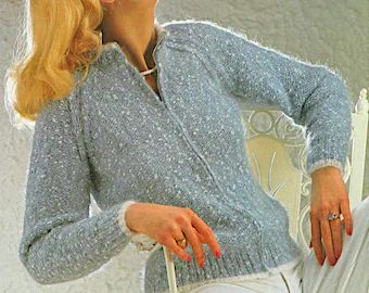 Knitting patterns for women cardigan | Etsy Round Knitting, 4 Ply Yarn, Jacket Cardigan, Sweater Knitting Patterns, Cardigan Pattern, Zip Up Sweater, Knit Shorts, Classic Pattern, Vintage Knitting