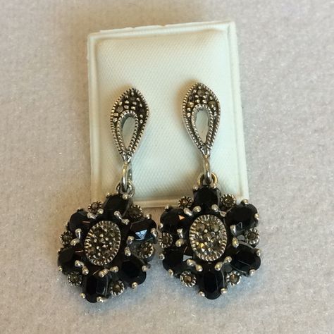 Shop Women's Black Silver Size 1.5” x 5/8” Earrings at a discounted price at Poshmark. Description: Beautiful pair of sterling silver, marcasite and onyx post earrings. Pretty contrast and neutral to go with your whole wardrobe! (LSE). Sold by 1stclassgems. Fast delivery, full service customer support. Earrings Pretty, Cream Earrings, Chunky Earrings, Faux Pearl Earrings, Sterling Silver Marcasite, Onyx Earrings, Purple Rhinestone, Rhinestone Studs, Rhinestone Designs