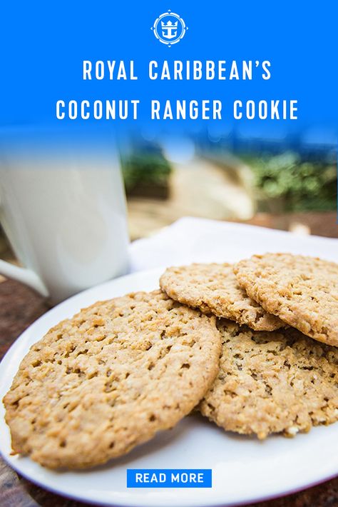 Coconut Ranger Cookies Royal Caribbean, Royal Caribbean Ranger Cookies Recipe, Royal Caribbean Coconut Cookies, Coconut Ranger Cookies, Royal Caribbean Recipes Food, Royal Caribbean Recipes, Ranger Cookies Recipe, Ranger Cookie, Ranger Cookies