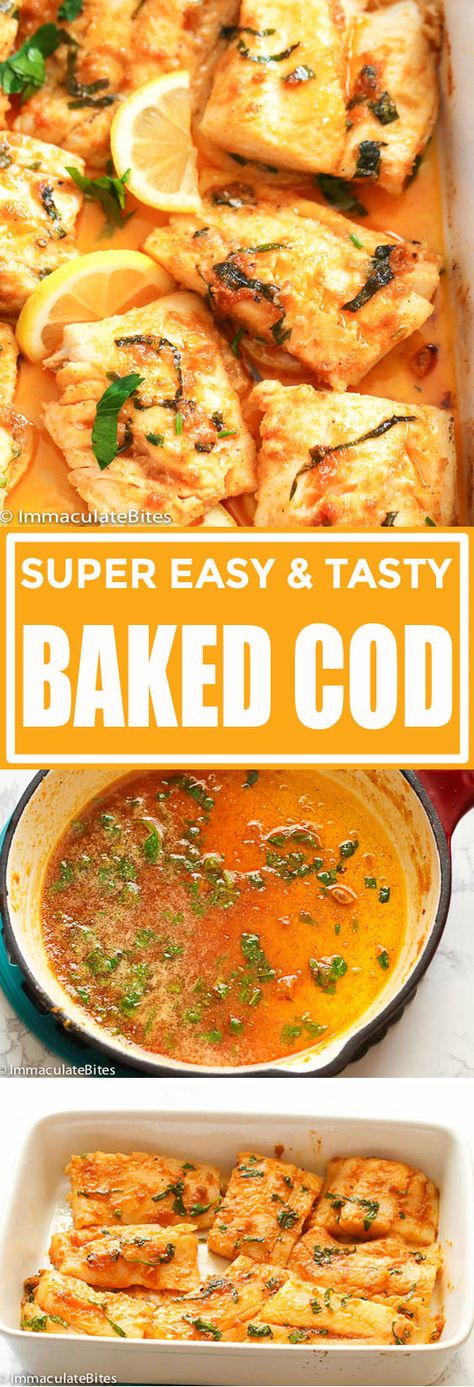 Baked Cod Recipe - Immaculate Bites Best Fish Recipes, Baked Cod Recipes, Tilapia Fish Recipes, Baked Food, Recipes Salmon, Fish Recipes Baked, Cod Recipe, Cod Recipes, Fish Recipes Healthy