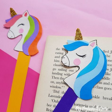 Sea Creatures Crafts, Unicorn Pen, Unicorn Bookmark, Pinwheel Tutorial, Unicorn Template, Bookmarks For Kids, Under The Sea Crafts, Pen Toppers, Unicorn Craft