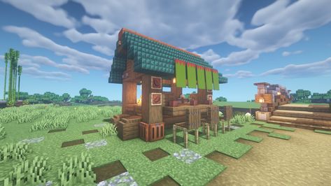 Minecraft Festival Ideas, Minecraft Food Stand Ideas, Minecraft Japanese Market, Minecraft Food Shop, Minecraft Food Stand, Minecraft Festival, Minecraft House Decor, Minecraft Diy, Minecraft Rp