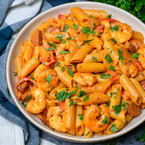 Cooked Prawn Recipes, Italian Sausage Gnocchi Soup, Italian Sausage Gnocchi, Creamy Prawn Pasta, Sausage Gnocchi Soup, Chorizo Pasta Recipes, Chicken And Chorizo Pasta, Sausage Gnocchi, Prawn Pasta