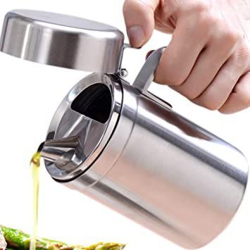 Olive Oil Dispensers Bottle, 550ML Oil Can Stainless Steel Oil Dispenser Pot Leak Proof Oil Salad Dressing Storage Oil Bottles Oil Container with Lid for Kitchen Cooking BBQ Oil Salad Dressing, Dressing Containers, Oil Container, Cooking Restaurant, Blue Slime, Vinegar Dispenser, Olive Oil Dispenser, Oil Storage, Oil Dispenser