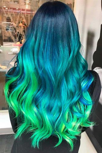 Blue Green Ombre Mermaid Style Hair, Green And Blue Hair, Medium Ombre Hair, Best Ombre Hair, Blue Green Hair, Blue Ombre Hair, Dramatic Hair, Brown Ombre Hair, Ombre Hair Blonde