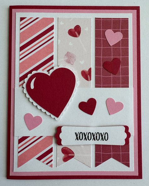 Valentine XOXOXO A2 Card, Sweetheart, XOXO, Handmade by GreetingsByMuse on Etsy Handmade Valentine’s Day Cards, Valentines Handmade Cards, Cardstock Cards, Valentines Day Special, Diy Valentines Cards, Valentine Postcards, Card Inspo, Valentine Cards Handmade, Valentines Crafts