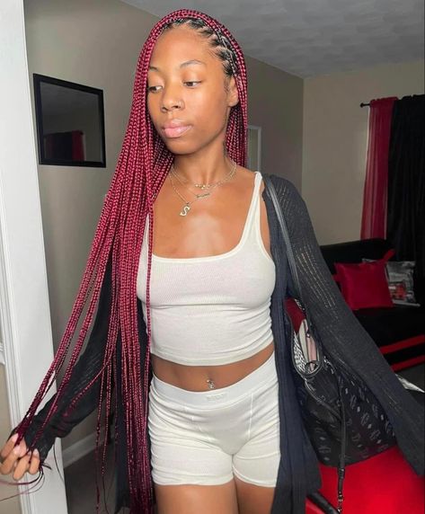 Coloured Braids, December Hairstyles, Box Braid Hair, Girl Hair Colors, Colored Braids, African Hair Braiding Styles, Braided Hairstyle, Box Braids Hairstyles For Black Women, Hair Streaks