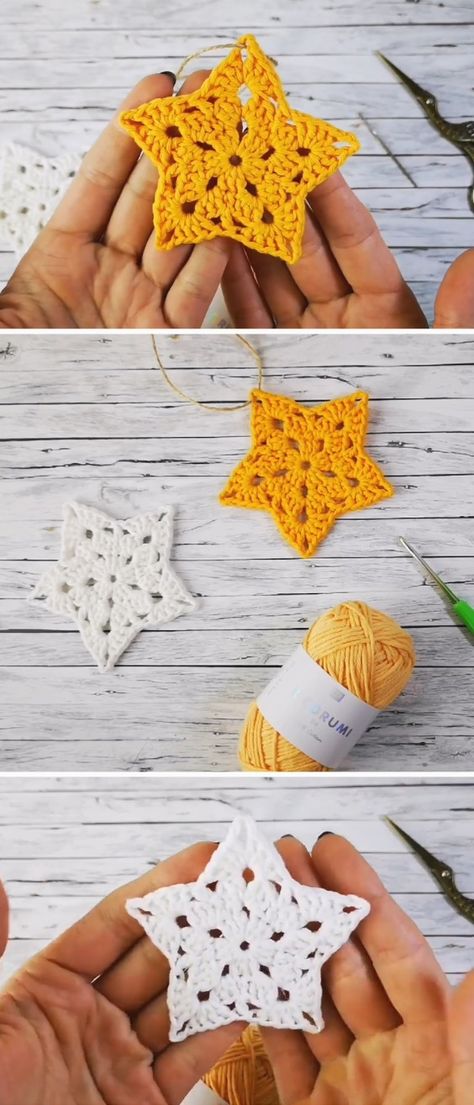 Free Crochet Snowflake Patterns, Snowflake Crochet, Crochet Decorations, Crochet Snowflake, Star Crochet, Crochet Snowflake Pattern, Confection Au Crochet, Crochet Xmas, Crochet Christmas Decorations