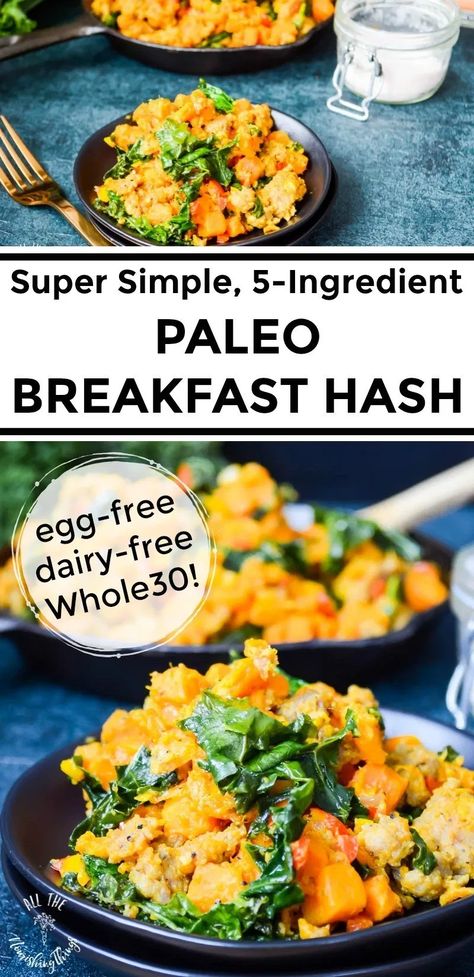 Here's a super simple, 5-ingredient Whole30 and Paleo Breakfast Hash. This egg-free breakfast recipe gets your day started right with plenty of veggies and protein! #allthenourishingthings #paleobreakfast #whole30breakfast #5ingredients #hash #eggfree #eggfreebreakfast Paleo Breakfast Easy, Paleo Breakfasts, Egg Free Breakfast, Grain Free Breakfast, Paleo Recipies, Bread Breakfast, Paleo Recipes Breakfast, Whole 30 Breakfast, Breakfast Hash