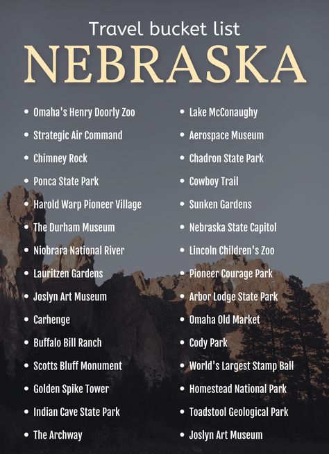 East Coast Bucket List, Missouri Bucket List, Nebraska Bucket List, Kansas Bucket List, Iowa Bucket List, Visit All 50 States Bucket List, Things To Do In Nebraska, Visit Nebraska, State Bucket List