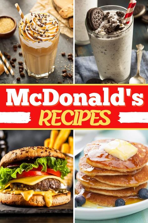 With these copycat McDonald's recipes, you can have your favorite drive-thru treats right at home! From Big Macs to French fries to breakfast. and shakes, get a true taste of McDonald's with these recipes. Mcdonald's Mcgriddle Recipe, Mcdonald's Recipes, Mcdonalds French Fries Recipe, Costco Chicken Salad, Mcdonalds Mcgriddle, Rv Snacks, Mcdonalds Copycat Recipes, Mcdonalds Recipes, Western Recipes