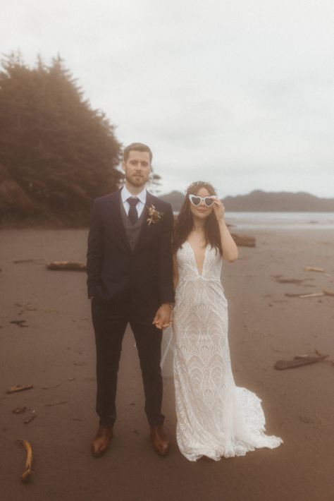 Tofino Beach Wedding, Tofino Elopement, Bride On The Beach, Tofino Wedding, Beach Golden Hour, Forest Ceremony, Beach Forest, Sunshine Coast Bc, Pnw Elopement