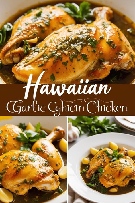 Bring the taste of Hawaii to your dinner table with this authentic Hawaiian garlic chicken recipe. This dish combines succulent chicken with a sweet and savory garlic marinade that’s easy to make and packed with island-inspired flavors. Whether you’re cooking for family or guests, this simple and flavorful recipe will impress everyone. Serve it with a side of rice or grilled vegetables for a complete tropical meal Hawaiian Garlic Chicken, Crispy Garlic Chicken, Hawaiian Cuisine, Garlic Chicken Recipe, Garlic Marinade, Crispy Garlic, Garlic Chicken Recipes, Hawaiian Food, Food Garden