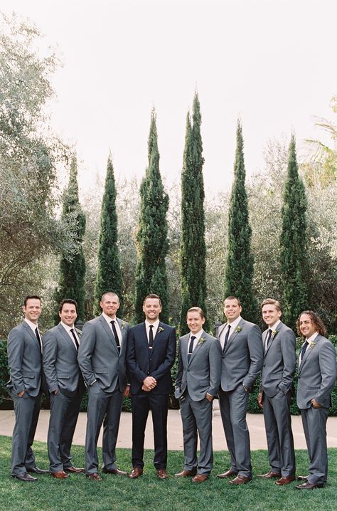 Photography: Michael Radford Photography   michaelradfordphotography.com   View more: http://stylemepretty.com/vault/gallery/18057 August Wedding Groomsmen Attire, Bestman Outfits, Lemons Wedding, Blue Groomsmen, Pastel Bridesmaids, Wedding Groomsmen Attire, Groomsmen Grey, Groomsmen Outfits, Groom And Groomsmen Attire