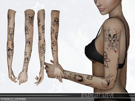 Jeylen Left Sleeve | Overkill Simmer on Patreon Lotes The Sims 4, Sims 4 Tattoos, Sims 4 Challenges, Sims 4 Cas Mods, The Sims 4 Skin, The Sims 4 Pc, Free Sims 4, The Sims 4 Packs, Sims 4 Mm Cc