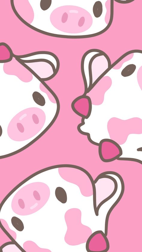 Candy Phone Wallpaper, Pink Cow Wallpaper, Southern Wallpaper, Cow Wallpaper, Iphone Wallpaper Preppy, Kawaii Strawberry, Cow Print Wallpaper, Pig Wallpaper, Strawberry Cow