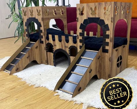 MakerUpWorkshop - Etsy Bunny Castle, Rabbit Castle, Bunny Homes, Large Rabbit Hutch, Rabbit Room, Outdoor Rabbit Hutch, House Castle, Cat Castle, Rabbit House