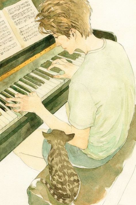 Piano Poster Manga, Arte Peculiar, Arte Sketchbook, The Piano, Boy Art, Pics Art, A Boy, Pretty Art, Art Sketchbook