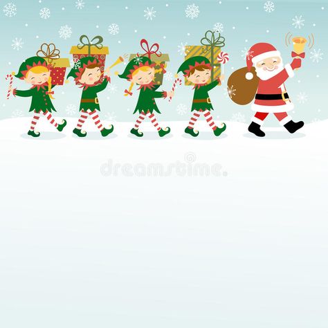 Christmas background. With Santa Claus, elves and copy space #Sponsored , #AFFILIATE, #AD, #background, #copy, #space, #Santa Christmas Elves Illustration, Elves Illustration, Elf Cartoon, Santa Claus Elves, Christmas Elf Costume, Elf Face, Merry Christmas Vector, Elf Characters, Xmas Elf