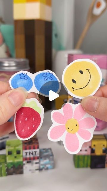 Celyn Haf on Instagram: "diy free stickers! ✨🍓  #DIY #painting #art #artist #poscapens #roomdecor #diyroomdecor #easydiy #giftideas #tutorial #diystickers #stickers #craft #papercrafts #copicmarkers #drawing #doodle  ib: @devynwensley"