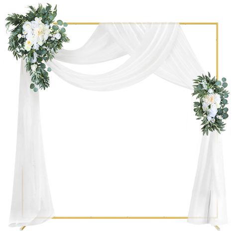 PRICES MAY VARY. Square Design: Our arch backdrop stand is designed as a square shape, the beautiful golden color will add glamour to your event, it presents a simple design concept, which can be used as a wedding arch, floral arch With Flowers and Gauze Mantle: Artificial flowers can remain fresh looking, not wither or cause allergies, and the gauze mantle is made of chiffon sheer fabrics, can make the wedding arch look more charming Sturdy and Durable: The square backdrop stand is made of high Wedding Rectangle Arch, Backdrop For Engagement, Arch With Flowers, Square Backdrop, Flower Swag, Arch Backdrop, Floral Arch, Backdrop Decorations, Backdrop Stand