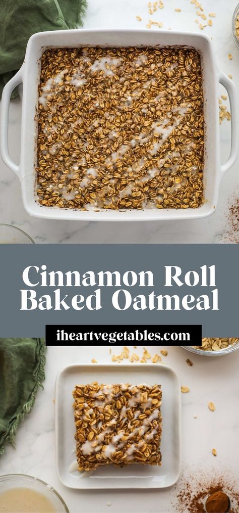 This healthy cinnamon roll baked oatmeal is a tasty twist on a classic breakfast favorite. This delicious breakfast combines the wholesome goodness of oats with irresistible sweet cinnamon flavor! Rolled Oats Recipe Breakfast, Rolled Oats Breakfast, Cinnamon Roll Baked Oatmeal, Healthy Oats Breakfast, Healthy Cinnamon Roll, Rolled Oats Recipe, Cinnamon Healthy, Healthy Cinnamon Rolls, Oats Recipes Breakfast