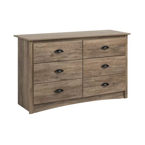 Latitude Run Wanda 6 Drawer Double Dresser & Reviews | Wayfair Farmhouse Chest Of Drawers, Spring Bedroom, Grey Laminate, Youth Room, Drawer Space, Bedroom Furniture Dresser, Double Dresser, 6 Drawer Dresser, Wood Drawers