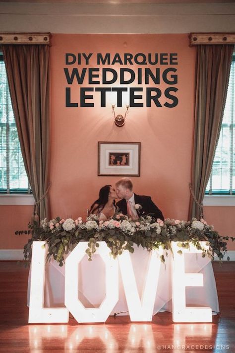 How to DIY a Light Up Wedding Love Sign - Big Marquee Letters perfect for engagement photo shoots, weddings, or bridal parties! Engagement Photo Shoots, Wedding Ushers, Wedding Day Timeline Template, Diy Marquee Letters, Wedding Letters, Light Up Letters, Marquee Sign, Creative Wedding Ideas, Bridal Parties