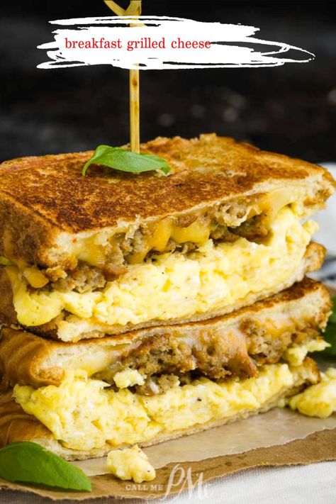 A savory, indulgent sandwich, Breakfast Grilled Cheese Recipe with soft scrambled eggs and sausage, will have you looking forward to breakfast. #breakfast #sandwich #grilledcheese #cheese #easy #scrambledeggs #sausage Sausage Egg Cheese Sandwich, Scrambled Egg Grilled Cheese Sandwich, Sausage Egg And Cheese Sandwich, Sausage Egg Sandwich, Breakfast Grilled Cheese, Sausage Egg Breakfast Casserole, Soft Scrambled Eggs, Sandwich Breakfast, Breakfast Quick