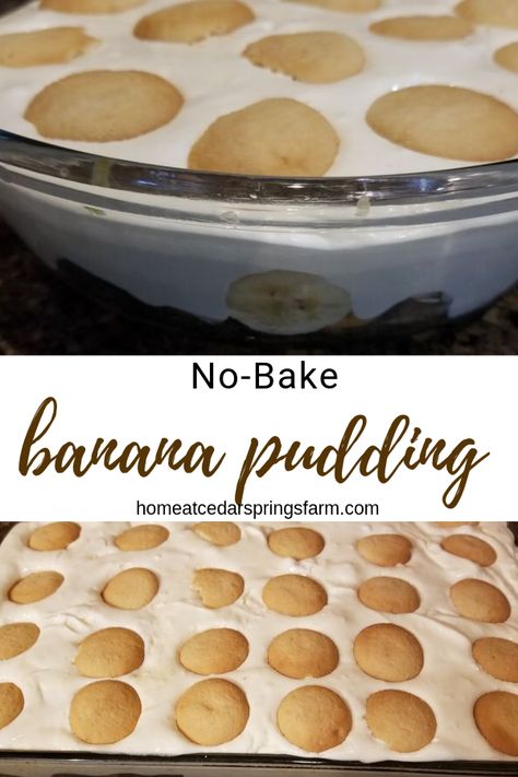 Fresh bananas, creamy pudding, and vanilla wafers come together to make a no-bake dessert guaranteed to please a crowd. This comes together fast–20 minutes. #easydessert #bananapudding #nobakedessert #easynobakebananapudding #homeatcedarspringsfarm.com Church Desserts, Easy Apple Dumplings, Easy Banana Pudding, No Bake Banana Pudding, Banana Pudding Recipe, Best Banana Pudding, Creamy Pudding, Trifle Dish, Snack Craving