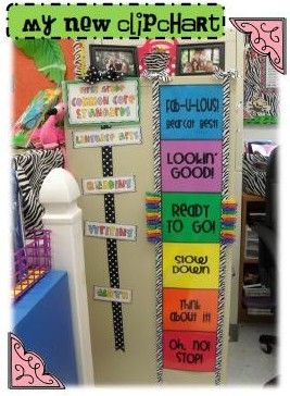 Tons of Classroom management Ideas--Color change clipart and a neat way to display what standard you are working on. Kindergarten Classroom Management, Behavior Clip Charts, Classroom Management Plan, Classroom Pictures, Behavior Chart, Clip Chart, Classroom Layout, Classroom Behavior Management, Class Organization