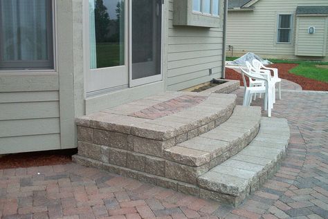 BRICK DOCTOR BILL: Proper Paver Steps for Bay Windows Bluestone Steps, Patio Repair, Paver Steps, Patio Stairs, Front Porch Steps, Brick Paver Patio, Brick Steps, Paver Designs, Patio Pavers Design